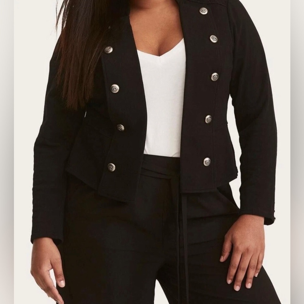 Torrid French Terry Military Black Jacket, Size 3